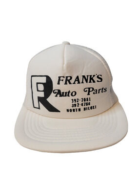 Sportcap White Mesh Flat Brim Franks Auto Parts Men's Trucker Cap Hat Size L